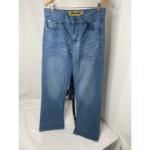 Fusai Men’s Jean's Blue Light Wash Denim Straight Leg Size 32 x 32 - Picture 2 of 7
